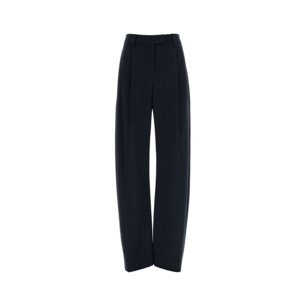 Brunello Cucinelli Women Navy Blue Stretch Wool Pant